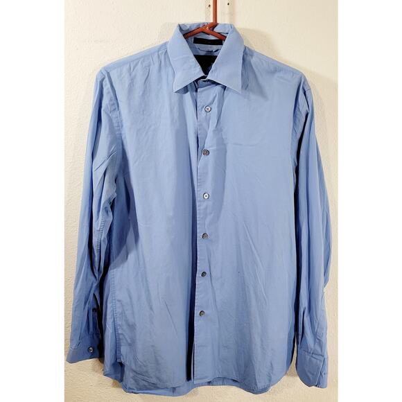 Express Blue Long Sleeves Pointed Collar Button Up Shirt Medium Lightweight Soft - Picture 5 of 6